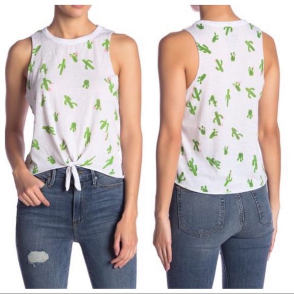 Chaser Tops - Chaser Cactus Tie Front Tank Top